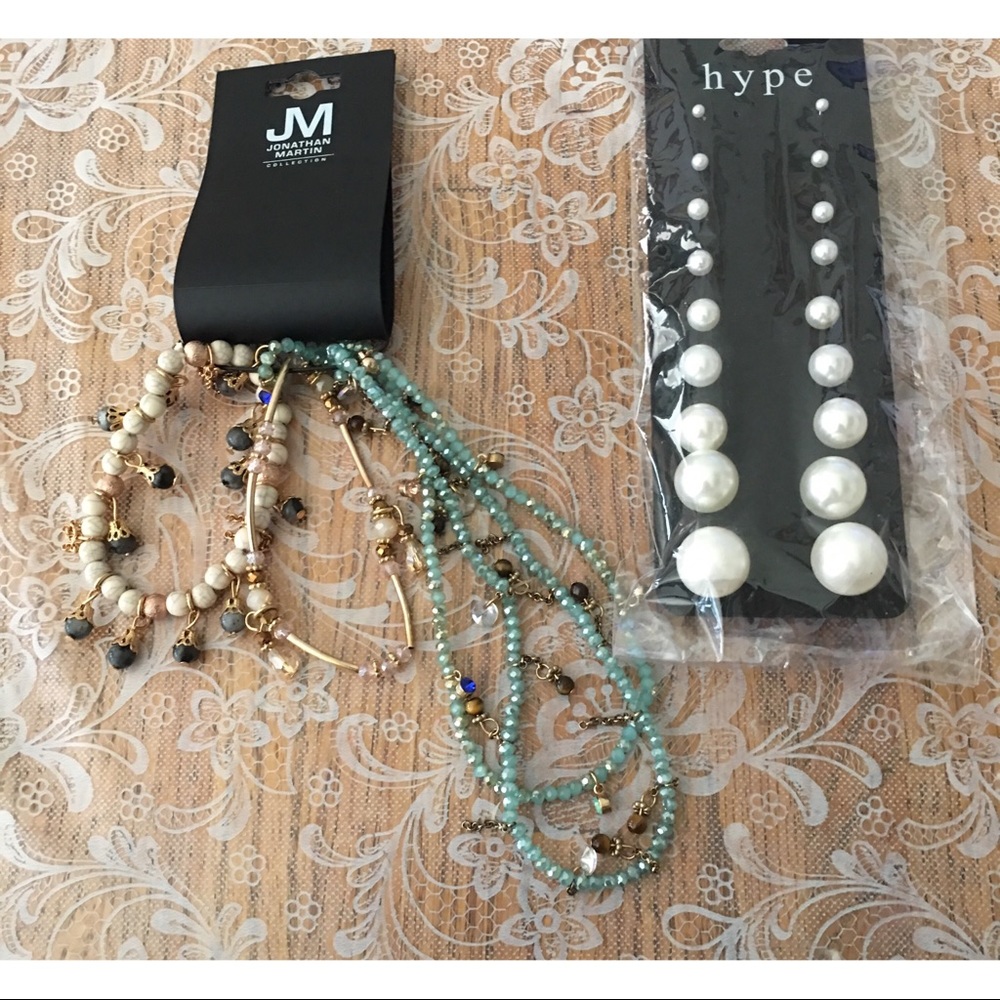 🆕BUNDLE Boho Bracelets+Pearl Earrings